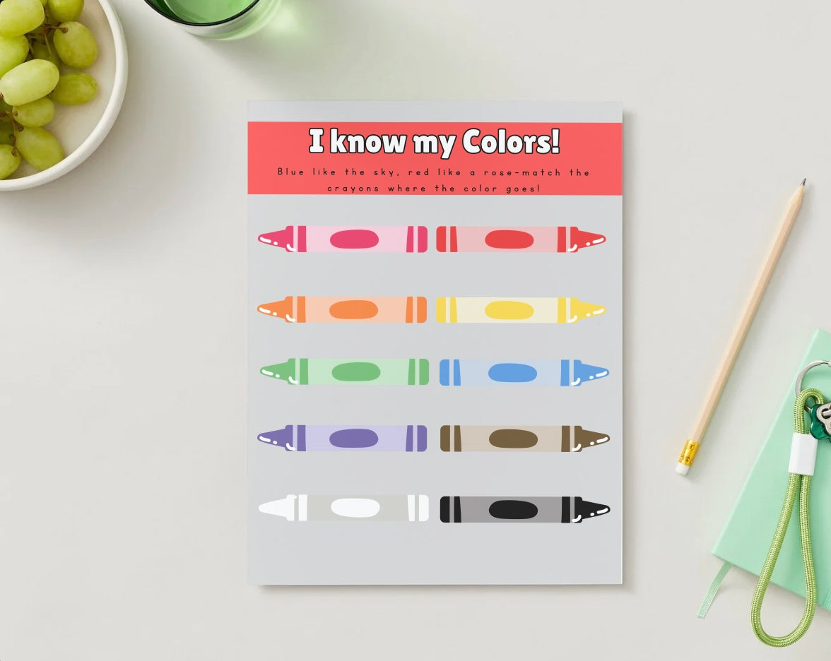 Crayon color matching with velcro pieces