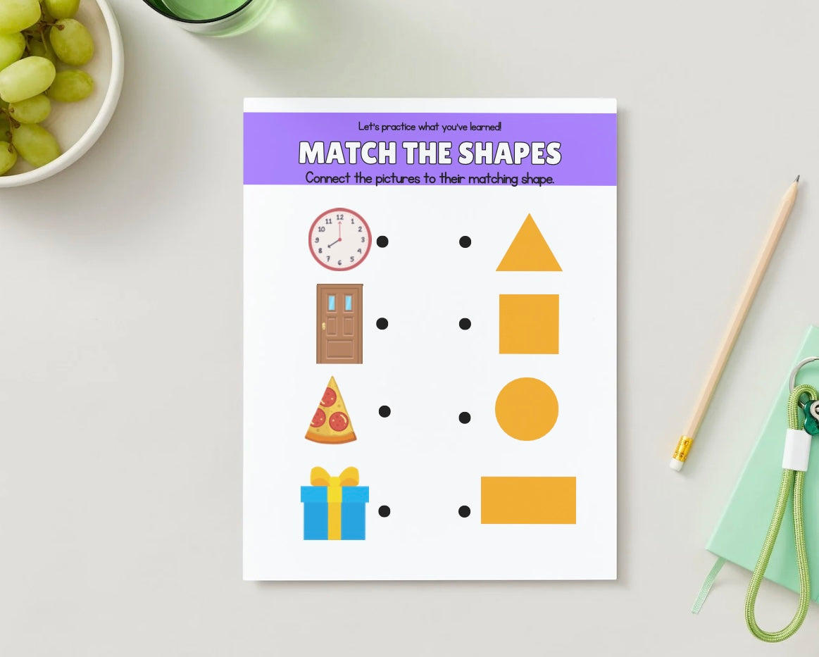 Dry-erase Connect the shapes to the matching shape