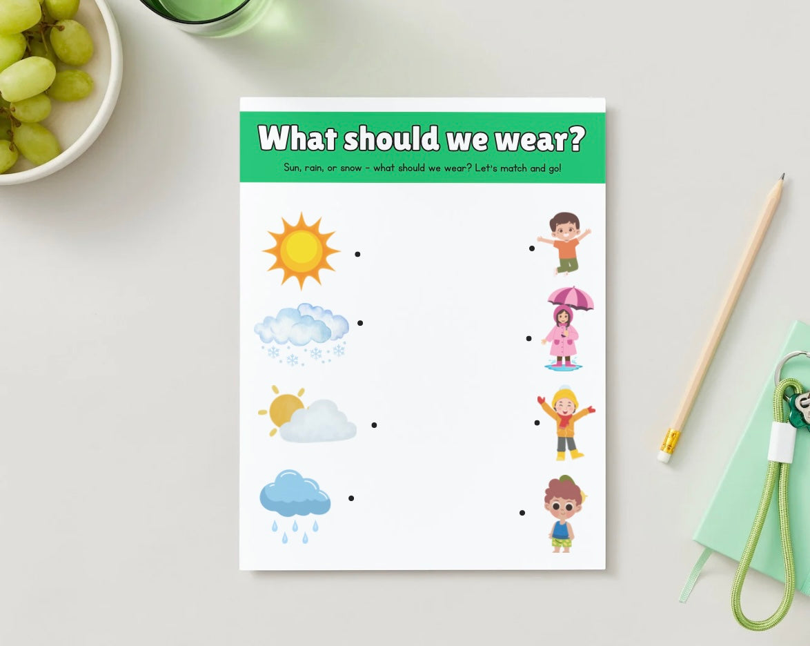 Dry-erase Weather matching to the appropriate clothing