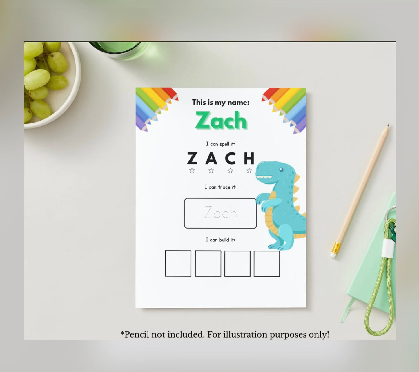 Dry-erase name tracing and velcro name building 